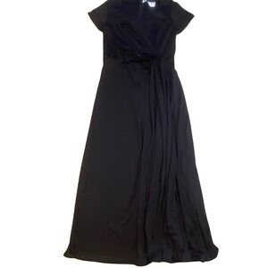 Southeastern Women 12 Black‎ Dress Formal Long Sequins Short Sleeve Maxi A-Line